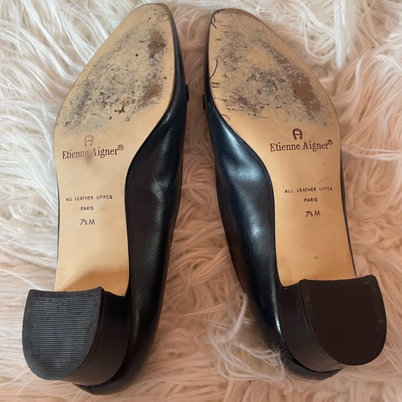 Vintage Etienne Aigner Black Leather Horsebit Pumps Heels 7.5 - Picture 6 of 7